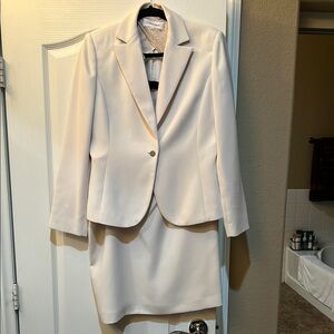 Calvin Klein Cream Skirt Suit
